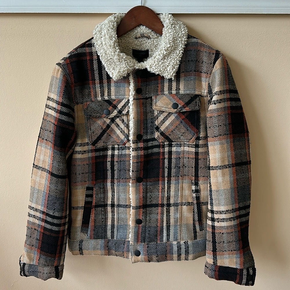 NWT Magaschoni wool blend Sherpa-lined trucker jacket
